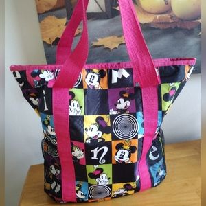 Disney Mickey Mouse and Minnie Shoulder Bag Large Travel Tote Zipper Bag